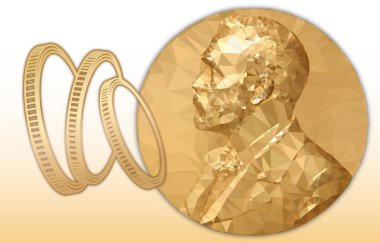 Nobel Ekonomi Ödülü, altın poligonal madalya ve sikke simge