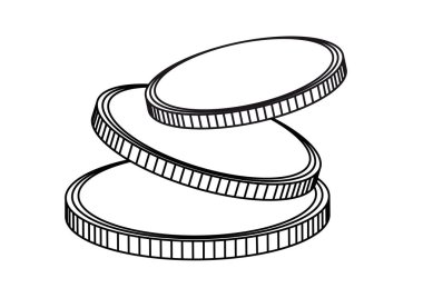 Beyaz arka plan, vektör çizim işaretleri olmadan sikke