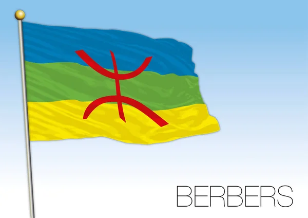 Berber Befolkningen Flagga Nordafrika Vektorillustration — Stock vektor