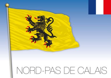 Norf Pas de Calais bölgesel bayrağı, Fransa, vektör illüstrasyonu