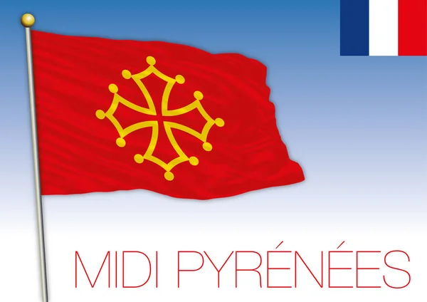 Midi Pyrennees Regionale Flagge Frankreich Vektorillustration — Stockvektor