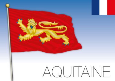 Aquitaine bölgesel bayrak, Fransa, vektör çizim