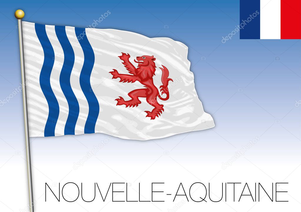 New Aquitaine regional flag, France, vector illustration
