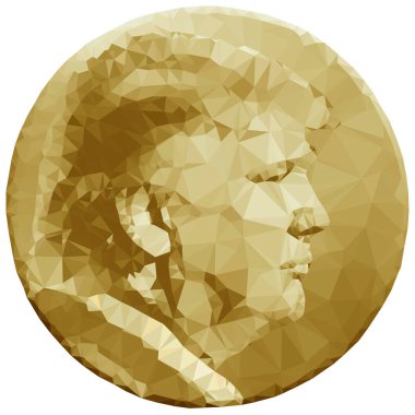 Donald Trump medal or coin in polygonal style, vector illustration, gold version clipart