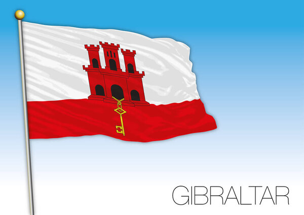 Флаг Гибралтара, Великобритания, векторная иллюстрация
