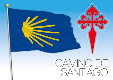 Camino de Santiago, bayrak ve semboller, Illustrator vektör