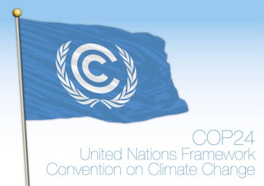 United Nations Climate Change Conference and organization flag, vector illustration clipart