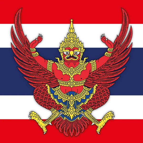 Kingdom Thailand Coat Arms National Flag Vector Illustration — Stock Vector