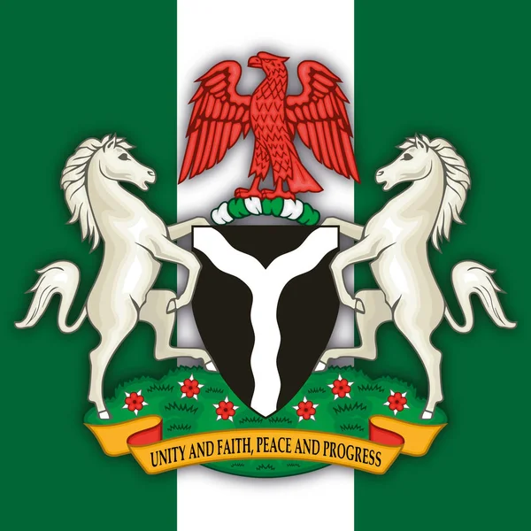 Nigeria República Federal Escudo Armas Bandera Ilustración Vectorial — Archivo Imágenes Vectoriales