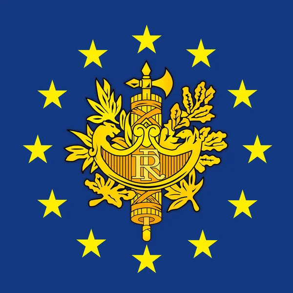 Francia Escudo Armas Bandera Unión Europea Ilustración Vectorial — Vector de stock
