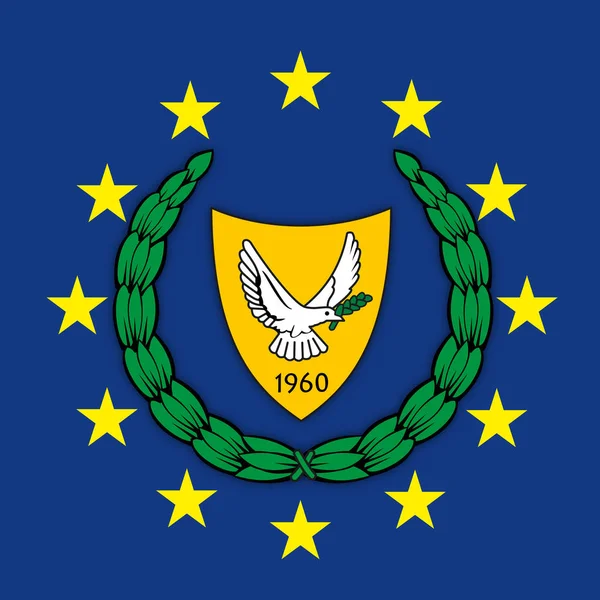 Zyperns Wappen Auf Der Flagge Der Europäischen Union Vektorillustration — Stockvektor