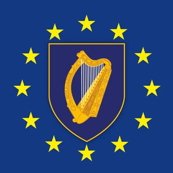 Eire Irlanda Escudo Armas Bandera Unión Europea Ilustración Vectorial — Vector de stock