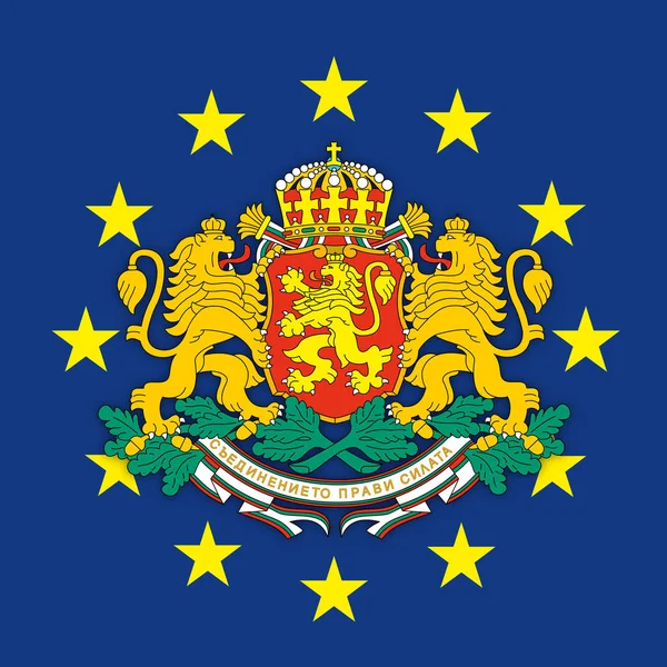 Bulgaria Stemma Sulla Bandiera Dell Unione Europea Illustrazione Vettoriale — Vettoriale Stock