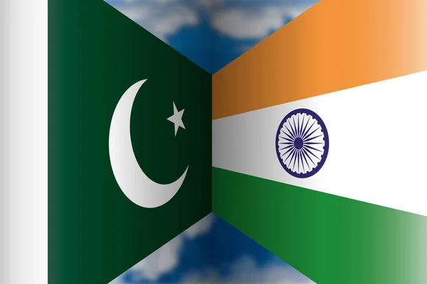 Pakistan Indien Flaggor Vektorillustration — Stock vektor