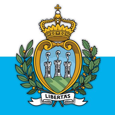 San Marino Cumhuriyeti arması ulusal bayrak, vektör çizim