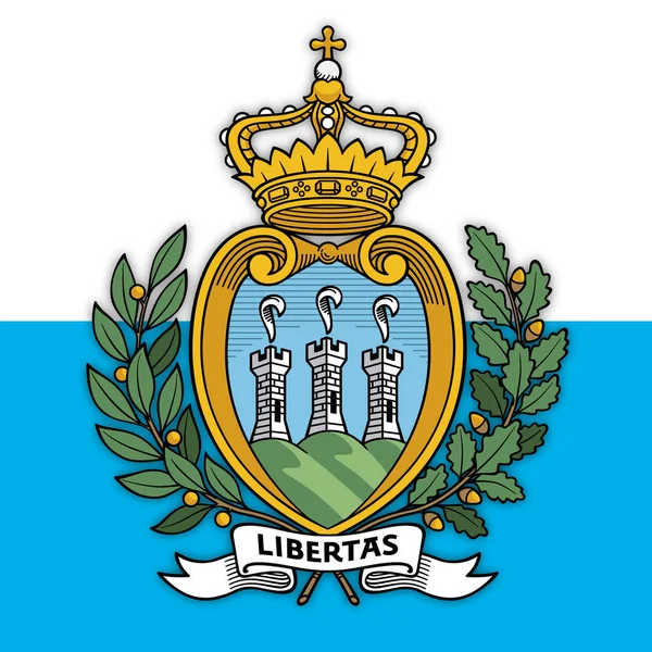 República San Marino Escudo Armas Bandera Nacional Ilustración Vectorial — Vector de stock