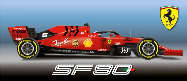 Maranello Modena Itálie Rok 2019 Ferrari Formule Sf90 Formuli Mistrovství — Stockový vektor