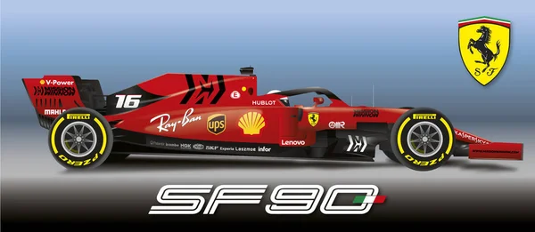 Maranello Modena Italien Jahr 2019 Ferrari Formel Sf90 Weltmeisterschaft Der — Stockvektor