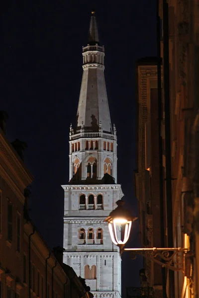 Модена Италия Башня Ghirlandina Ночное Время Объект Всемирного Наследия Юнеско — стоковое фото