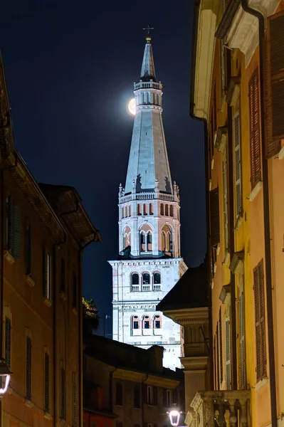 Modena Emilia Romagna Talya Ghirlandina Unesco Dünya Mirası Ile Gece — Stok fotoğraf