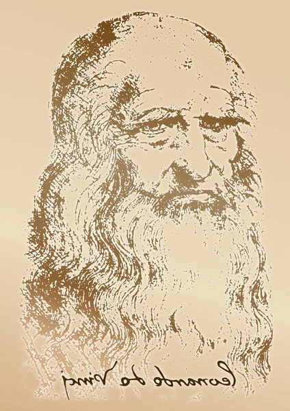Leonardo Vinci Portré Grafikai Kidolgozása Vektoros Illusztráció — Stock Vector