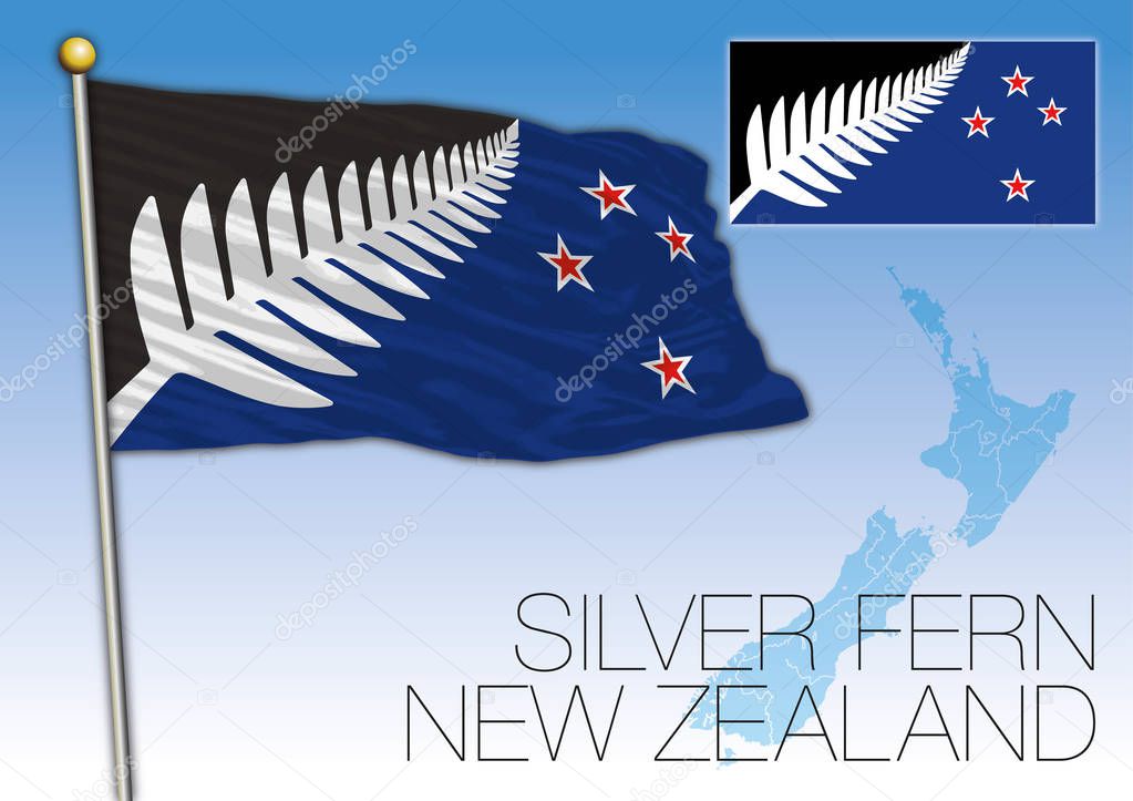 Silver fern flag, new proposal for New Zealand country, vector illustration