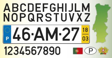 Portekiz araba plakası, harfler, sayılar ve semboller