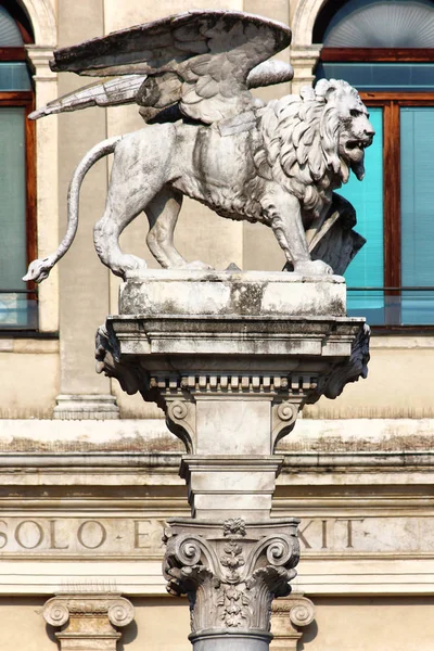 Padova, Italy, historical center detail, venetian lion column detail