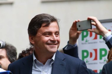 Carlo Calenda, Modena - İtalya - 4 Mayıs 2019: kamu siyaset konferansı Pd partisi