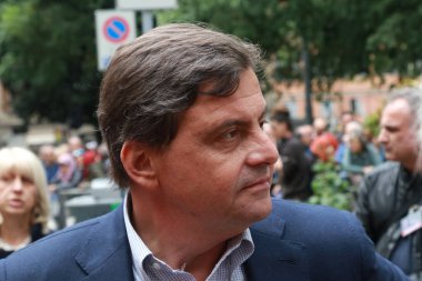 Modena - İtalya, 4 Mayıs 2019: Carlo Calenda, kamu siyaset konferansı Pd partisi