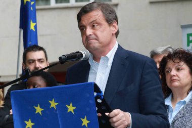 Modena - İtalya, 4 Mayıs 2019: Carlo Calenda, kamu siyaset konferansı Pd partisi