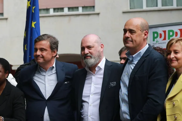 Nicola Zingaretti Stefano Bonaccini Carlo Calenda Modena Italia Mayo 2019 — Foto de Stock