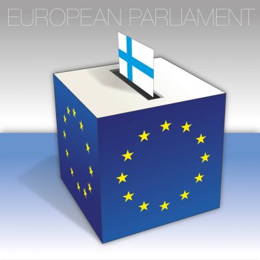 Finlandiya, oy sandığı, Avrupa parlamentosu seçimleri, bayrak ve ulusal semboller, vektör illüstrasyon