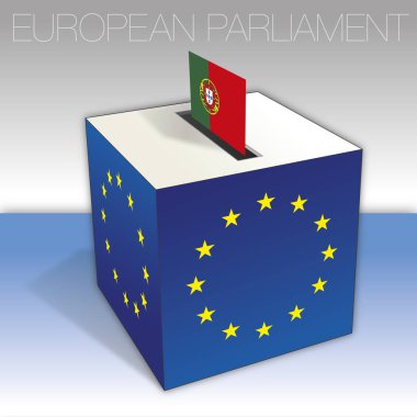 Portekiz, oy sandığı, Avrupa parlamentosu seçimleri, bayrak ve ulusal semboller, vektör illüstrasyon