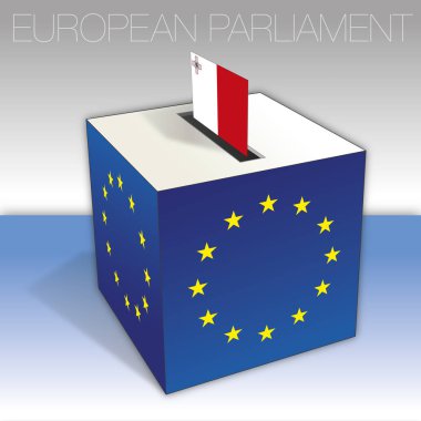 Malta, oy sandığı, Avrupa parlamentosu seçimleri, bayrak ve ulusal semboller, vektör illüstrasyon
