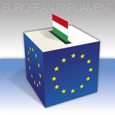 Macaristan, oy sandığı, Avrupa parlamentosu seçimleri, bayrak ve ulusal semboller, vektör illüstrasyon