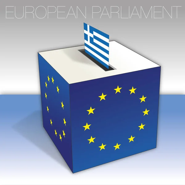 投票箱 欧洲议会选举 国旗和国家标志 矢量插图 — 图库矢量图片