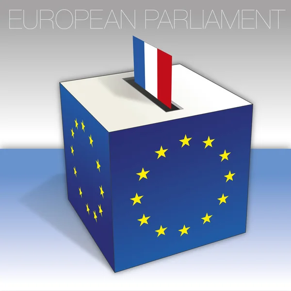 Francia Urna Elettorale Elezioni Europee Bandiera Simboli Nazionali Illustrazione Vettoriale — Vettoriale Stock