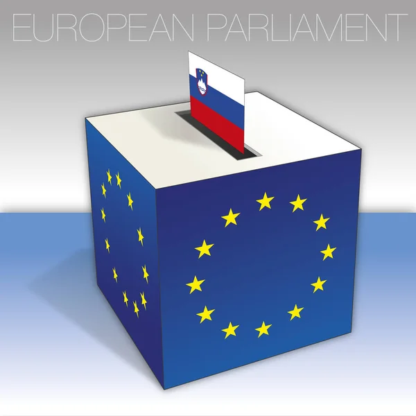 Slovenia Caseta Vot Alegerile Pentru Parlamentul European Steagul Simbolurile Naționale — Vector de stoc