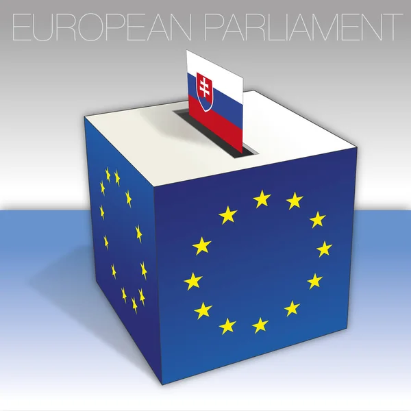 Slovakia Voting Box European Parliament Elections Flag National Symbols Vector — Stock Vector