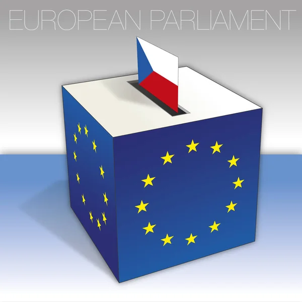 République Tchèque Urne Élections Parlement Européen Drapeau Symboles Nationaux Illustration — Image vectorielle