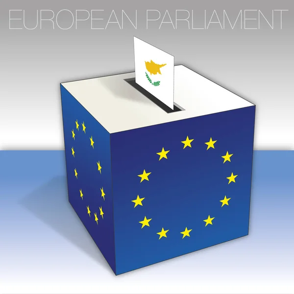 Cyprus Voting Box European Parliament Elections Flag National Symbols Vector — Stock Vector
