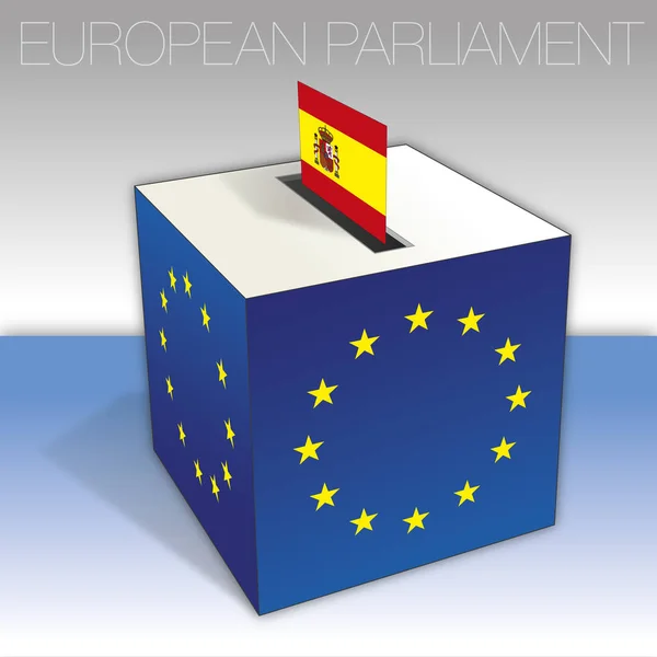 Spagna Sistema Elettorale Elezioni Europee Bandiera Simboli Nazionali Vettoriale — Vettoriale Stock
