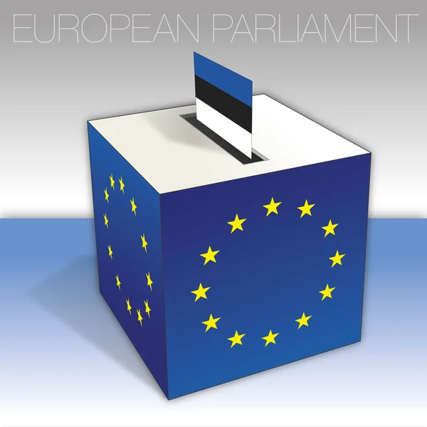 Estonia Casella Voto Elezioni Del Parlamento Europeo Bandiera Simboli Nazionali — Vettoriale Stock