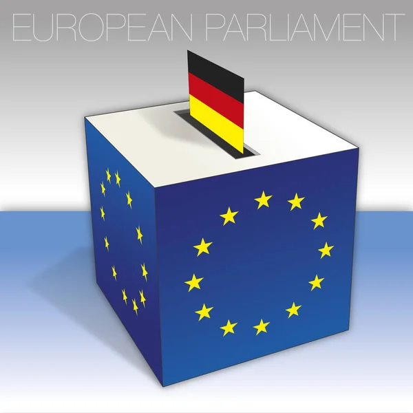 Allemagne Urne Élections Parlement Européen Drapeau Symboles Nationaux Illustration Vectorielle — Image vectorielle