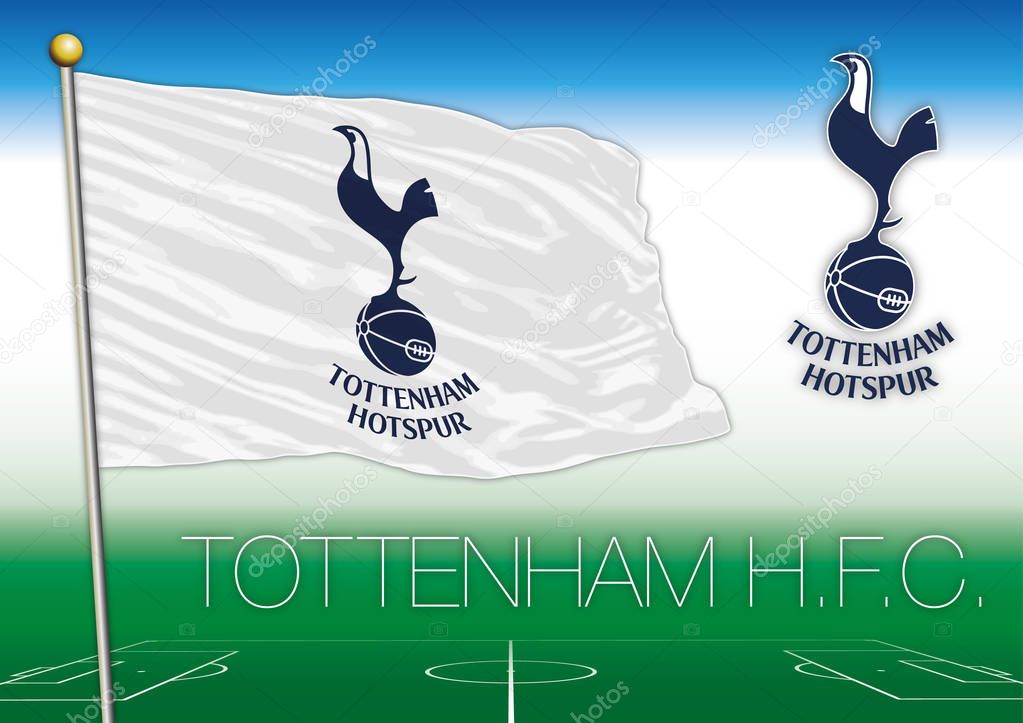 Tottenham HFC flag and symbol, british football team, vector illustration