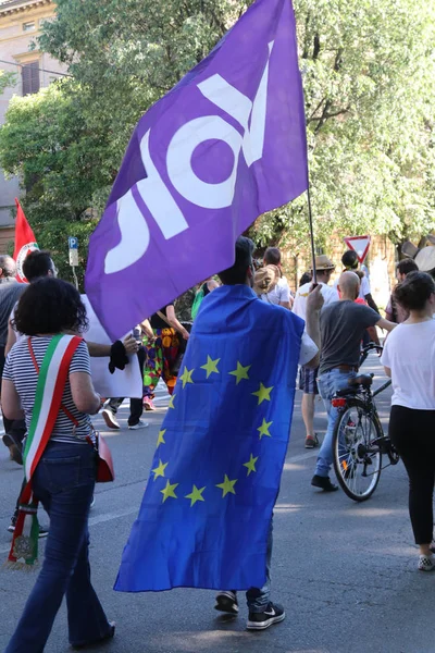 Σημαία Του Ευρωπαϊκού Κινήματος Στον Πολιτικό Ανεμιστήρα Σημαία Της — Φωτογραφία Αρχείου