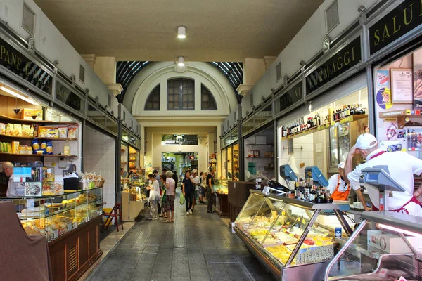 Modena Mercado Tradicional Albinelli Centro Histórico Cidade Detalhe Entrada — Fotografia de Stock