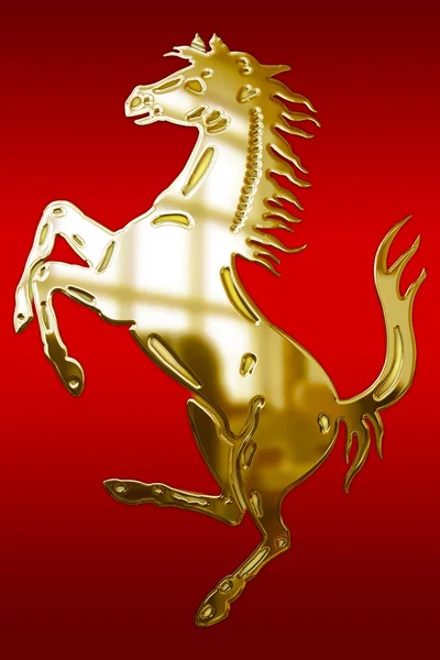 Logotipo Cavalo Ferrari Dourado Elaboração Gráfica Editorial — Fotografia de Stock