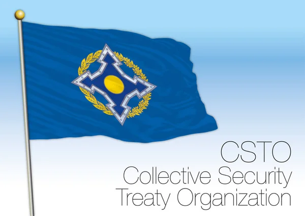 Tratado Seguridad Colectiva Bandera Organización Rusia Vector Ilustración — Archivo Imágenes Vectoriales